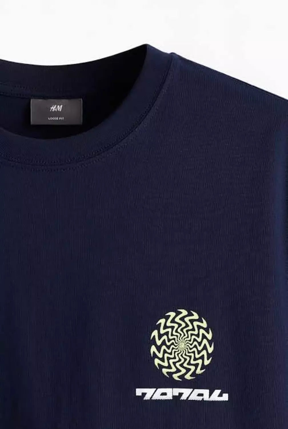 H&M Dark Blue Printed Loose Fit T-shirt
