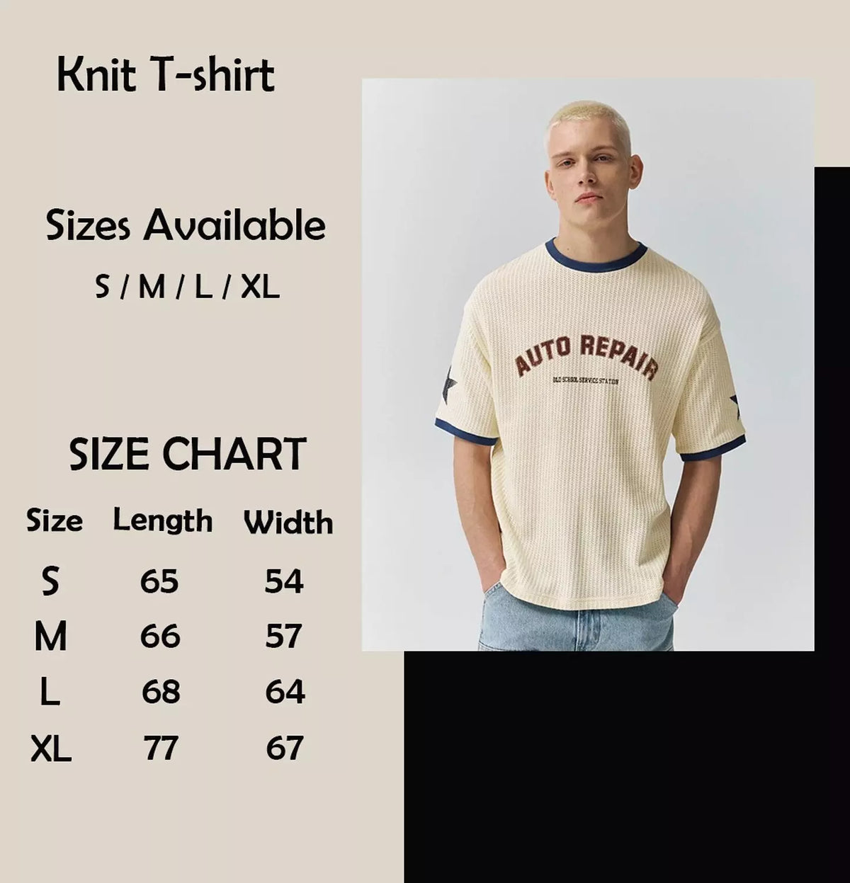 Auto Repair Textured Knit T-Shirt