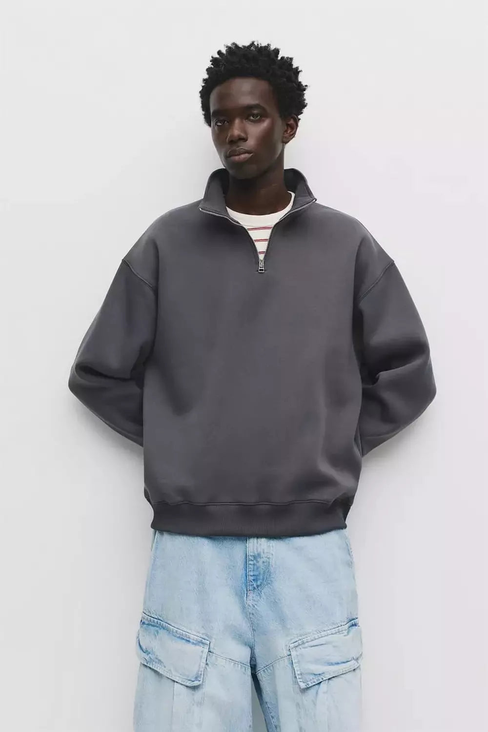 Pull&bear Basic Quarter Zip Sweatshirt