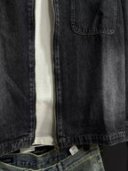 Washed Denim Double Zipper Shirt Jacket