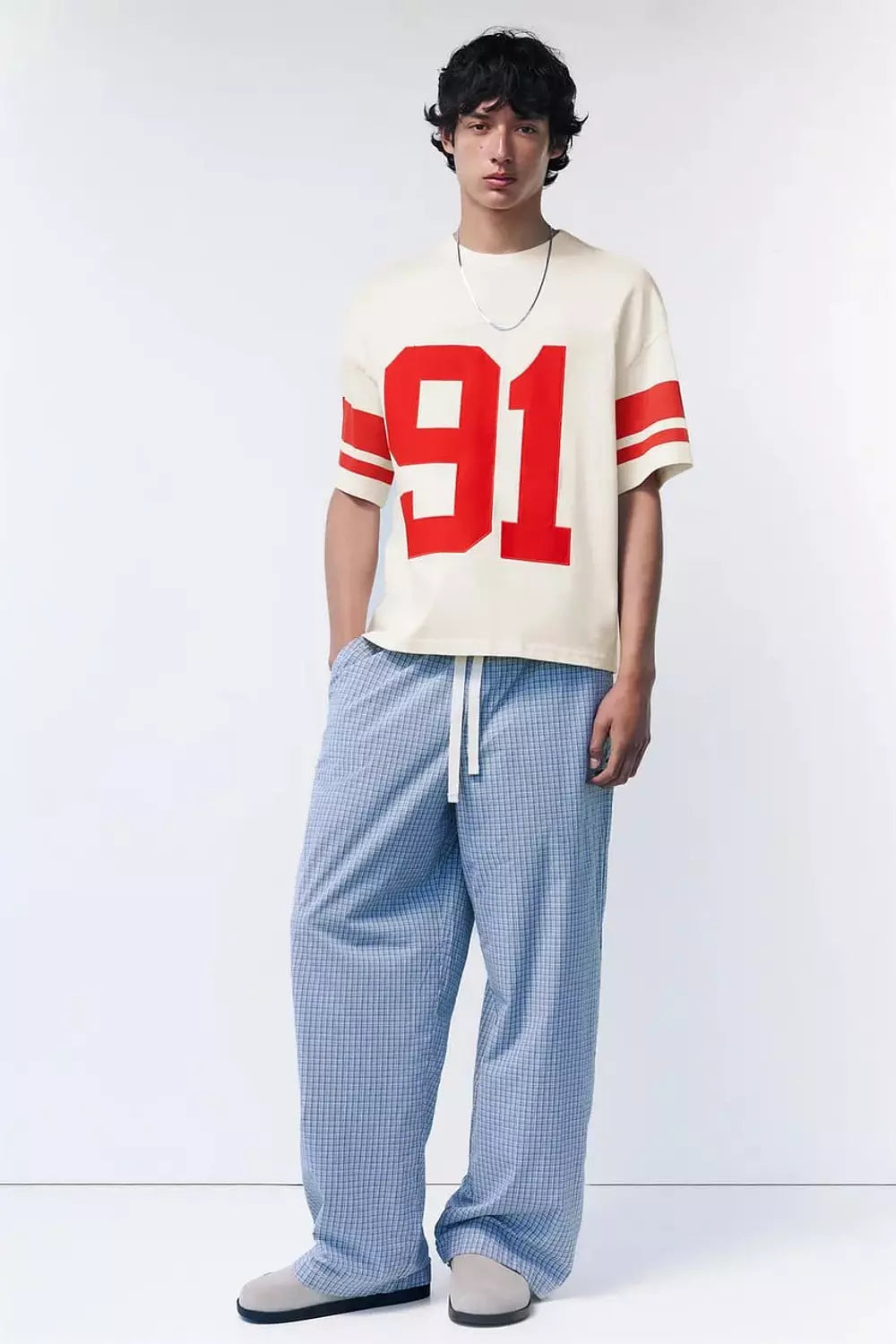 PULL&BEAR VARSITY 91 EMBROIDERED T-SHIRT