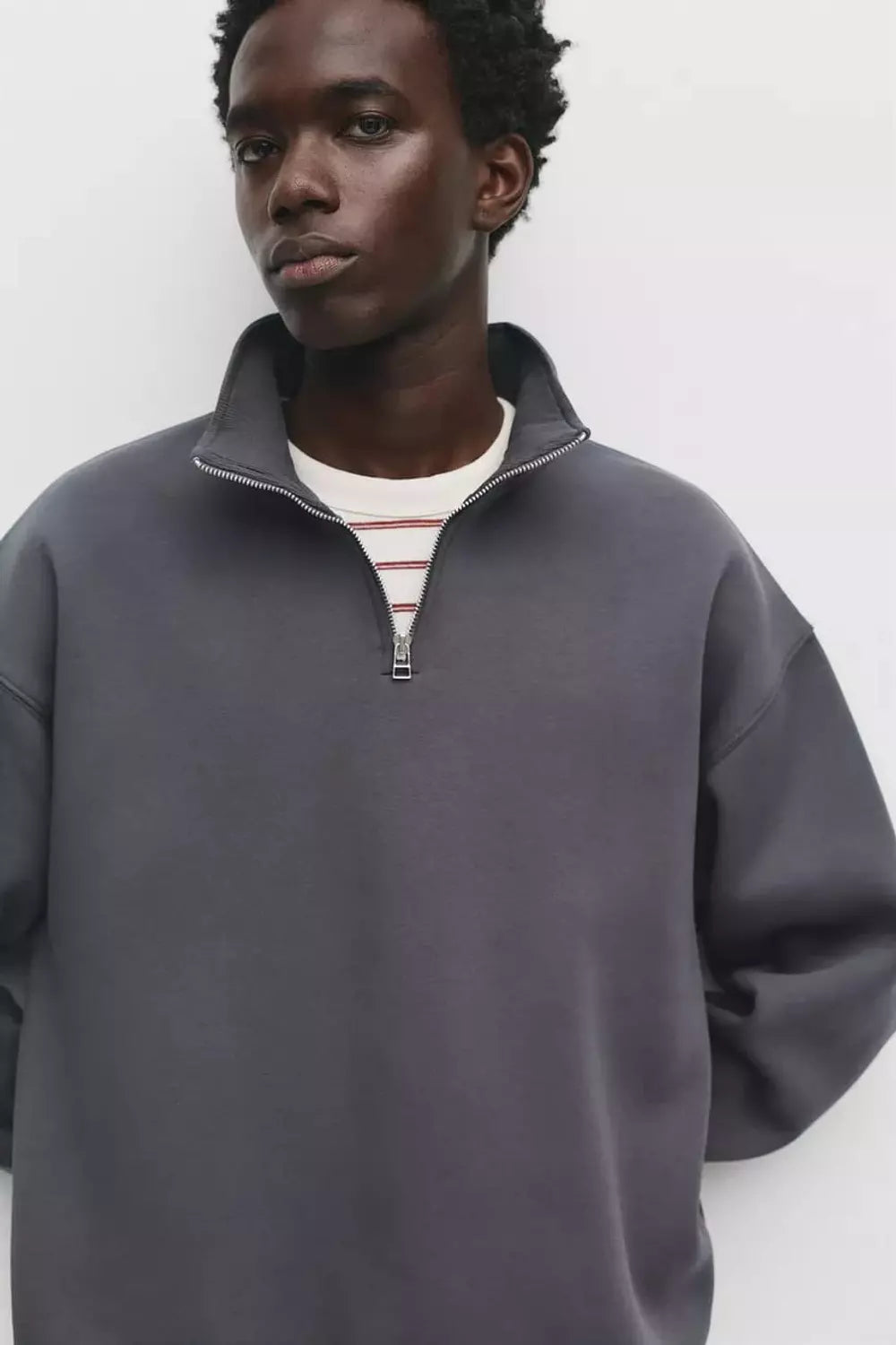 Pull&bear Basic Quarter Zip Sweatshirt