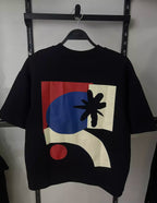 Pull&Bear Abstract Graphic Oversized T-Shirt – Black