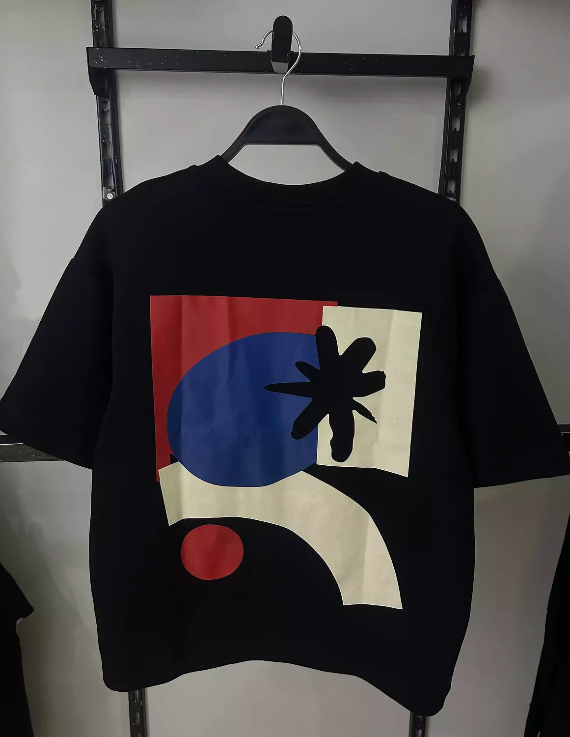 Pull&Bear Abstract Graphic Oversized T-Shirt – Black