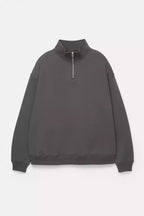 Pull&bear Basic Quarter Zip Sweatshirt