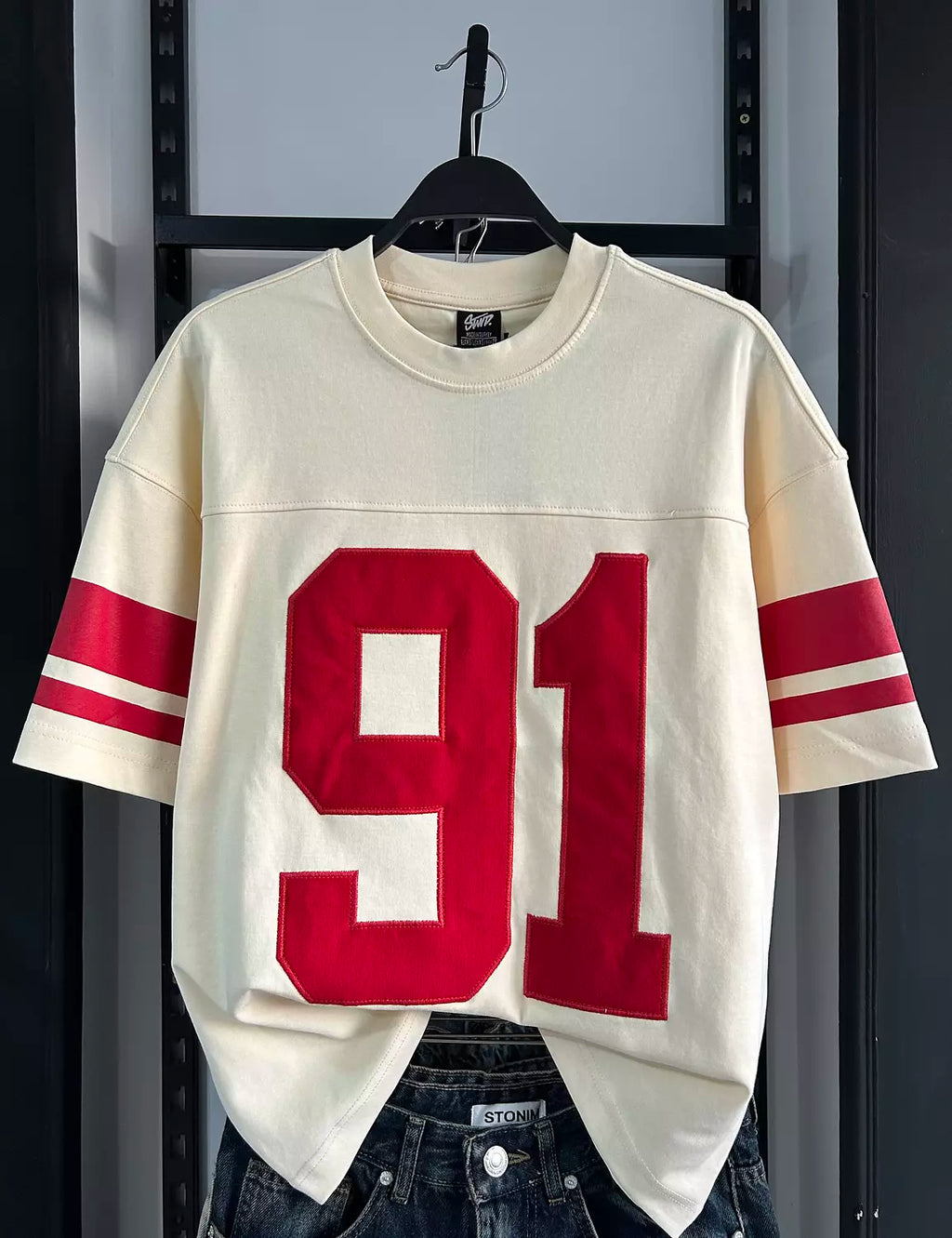 PULL&BEAR VARSITY 91 EMBROIDERED T-SHIRT
